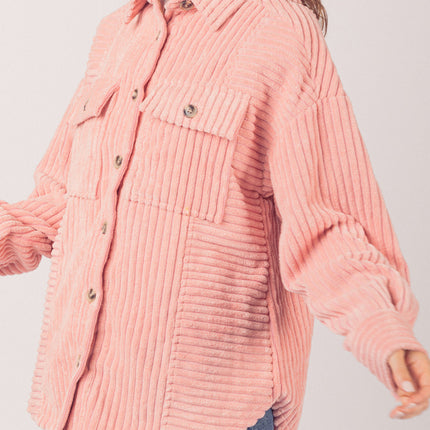 Button Up Long Sleeve Corduroy Jacket