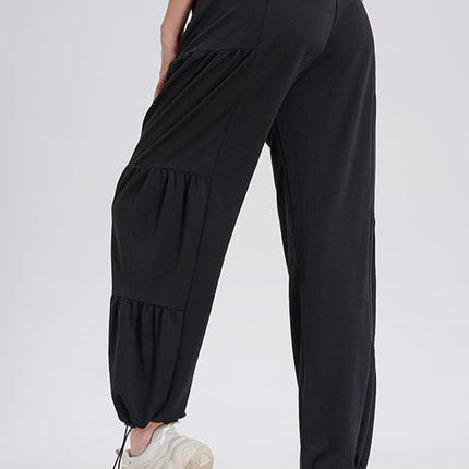 Basic Bae Drawstring Elastic Waist Ruched Joggers