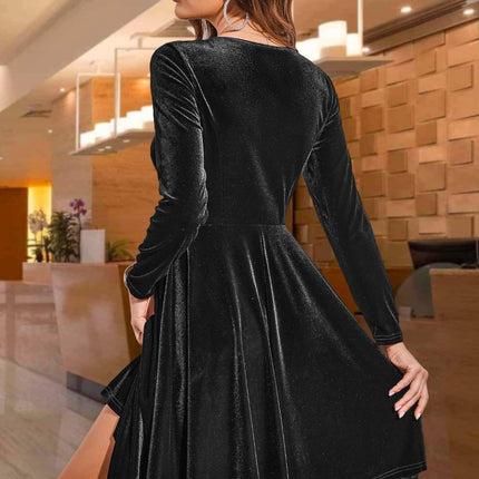 Round Neck Long Sleeve Knee Length Dress