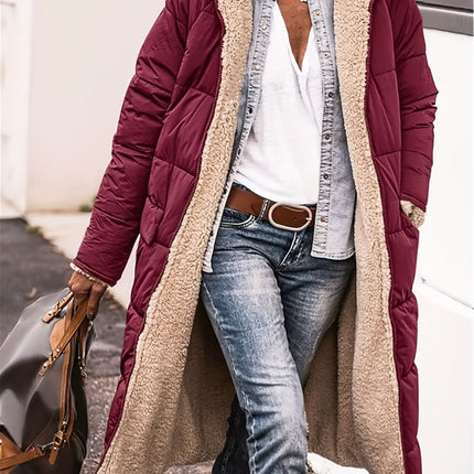 Plus Size Zip Up Sherpa Hooded Coat