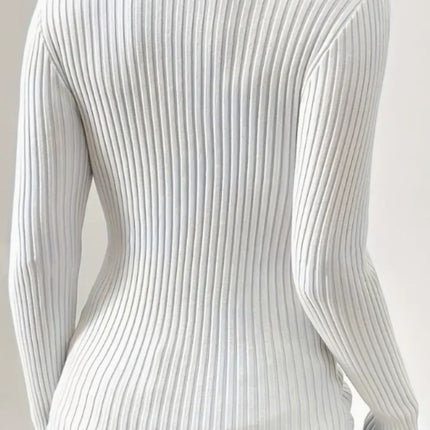 Twist Front Ribbed Long Sleeve Sweater