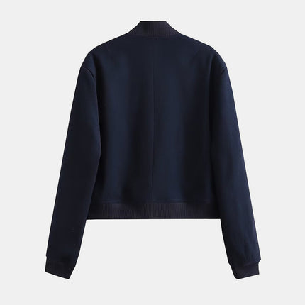 Pocketed Snap Down Baseball Collar Jacket