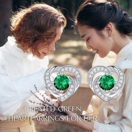 925 Sterling Silver Birthstone Heart Stud Earrings Jewelry Gifts for Women