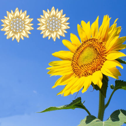 14K Gold Diamond Sunflower Pendant Necklace for Women - You Are My Sunshine Gift Idea