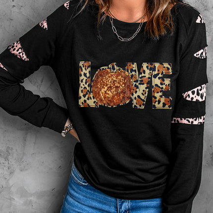 Sequin Leopard Long Sleeve Sweatshirt