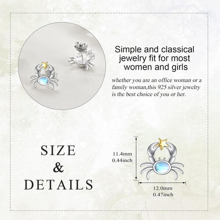 925 Sterling Silver Starfish Stud Earrings with Blue Stone and Gold Accents