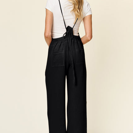 Double Take Full Size Texture Sleeveless Wide Leg Overall