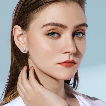 925 Sterling Silver Blue Heart Alien Stud Earrings for Women Girls