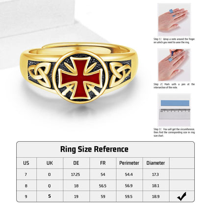 925 Sterling Silver Eye of Horus Ankh Thor Hammer Knights Templar Adjustable Ring Amulet