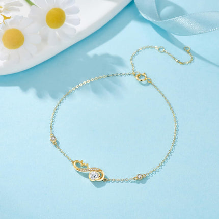 14K Gold Infinity Heart Charm Bracelet - Elegant  for Her on Christmas & Birthdays