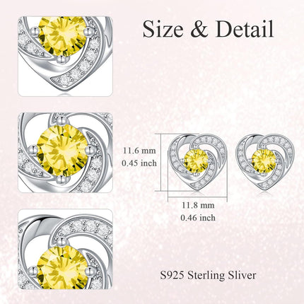 925 Sterling Silver Birthstone Heart Stud Earrings Jewelry Gifts for Women