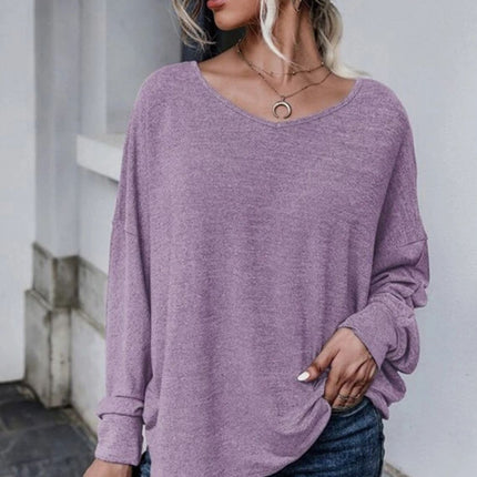 Full Size Double Tie Drop Shoulder Long Sleeve T-Shirt