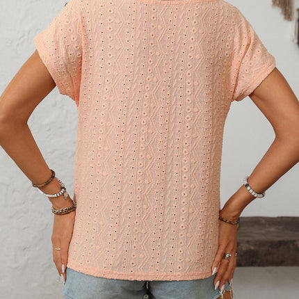 Mandy Eyelet Round Neck Short Sleeve Top