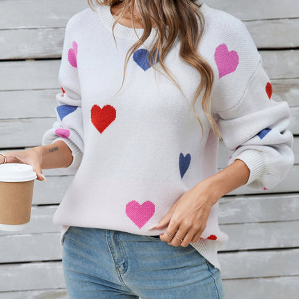 Angel Wings Heart Round Neck Long Sleeve Sweater