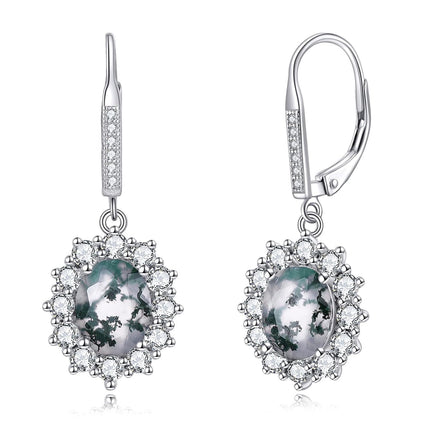 925 Sterling Silver Oval Cut Birthstone Dangle Leverback Earrings for Women Mom