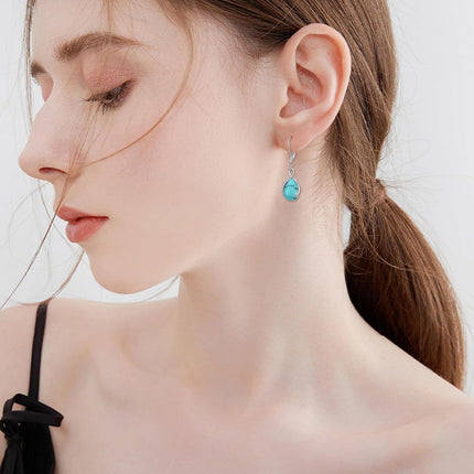 925 Sterling Silver Opal Pear-Shaped Drop Earrings with Leverback Hooks for Women Gift Ideas
