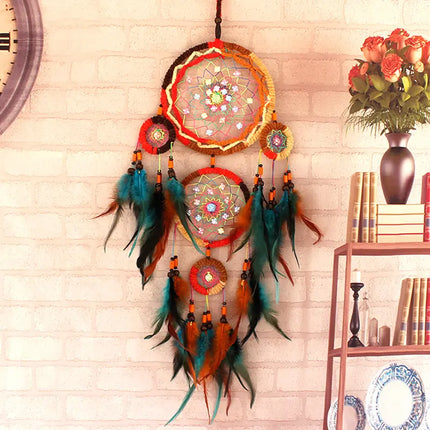 2023 New Dream catchers Retro 5 Ring Dream Catchers Home Decoration Indians Natural Stone Tree of Life Dreamcatcher Wall Hanging