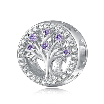 925 Sterling Silver Tree of Life Birthstone Charms for Bracelets