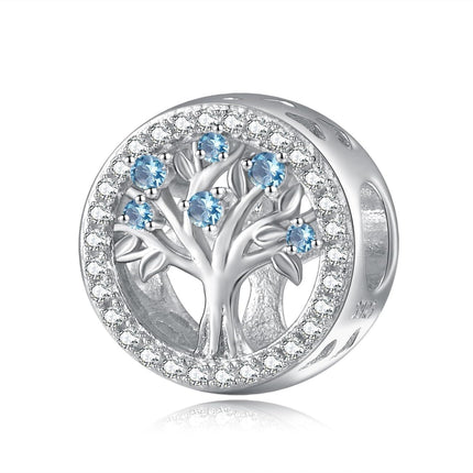 925 Sterling Silver Tree of Life Birthstone Charms for Bracelets