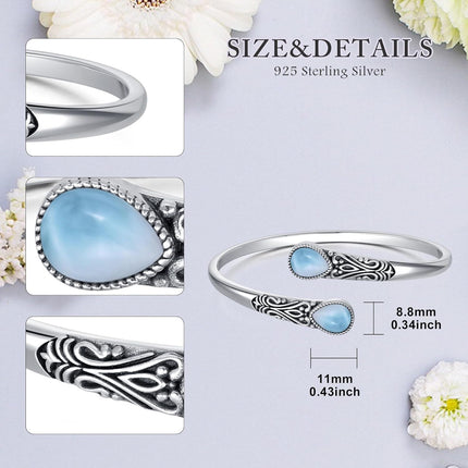 925 Sterling Silver Black Onyx Gemstone Adjustable Bohemian Cuff Bracelet