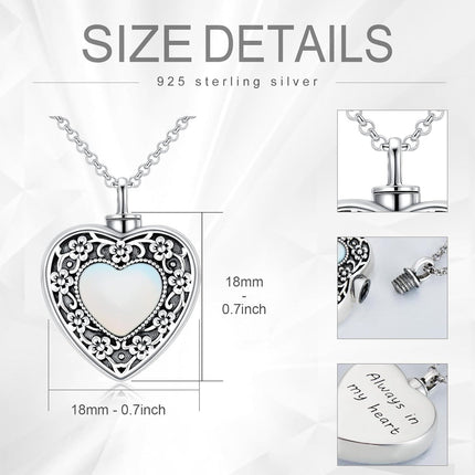 925 Sterling Silver Purple Amethyst Heart Cremation Urn Pendant Necklace with Funnel and Fill Tool - Memorial Keepsake Jewelry