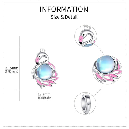 925 Sterling Silver Pink Flamingo Pendant Charm Bracelet for Women Girls