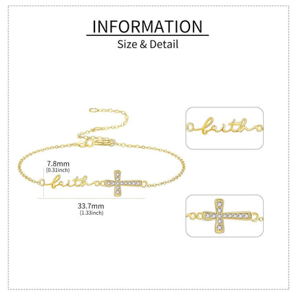 14K Gold Cross Faith Chain Bracelet - Elegant  for Her