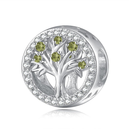 925 Sterling Silver Tree of Life Birthstone Charms for Bracelets