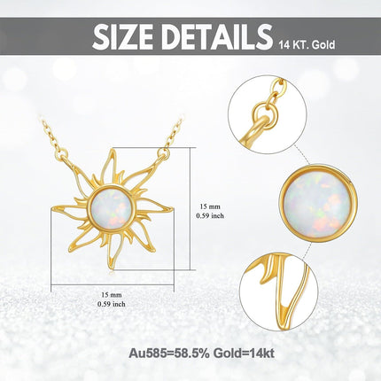 14K Gold Opal Starburst Necklace Celtic Knot Pendant Irish s for Women
