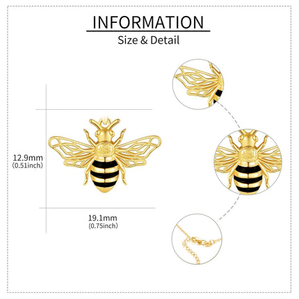 14K Gold Bee Pendant Necklace Minimalist Fine s for Her Birthday Anniversary Valentines Mother's Day