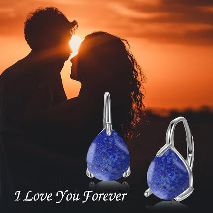 925 Sterling Silver Purple Jade Leverback Earrings Gemstone s for Women