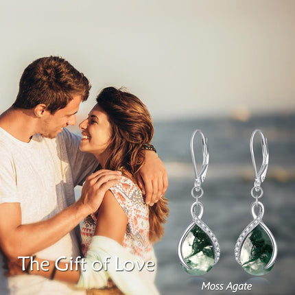 925 Sterling Silver Opal Pear-Shaped Drop Earrings with Leverback Hooks for Women Gift Ideas