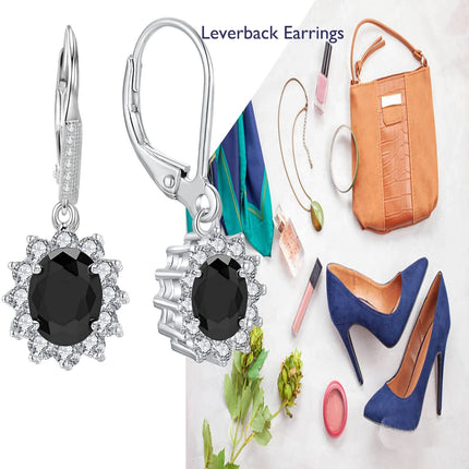 925 Sterling Silver Oval Cut Birthstone Dangle Leverback Earrings for Women Mom