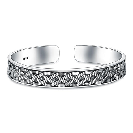 925 Sterling Silver Metal Celtic Knot Stone Cuff Bangle Bracelet 925 for Men & Women