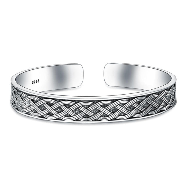 925 Sterling Silver Metal Celtic Knot Stone Cuff Bangle Bracelet 925 for Men & Women