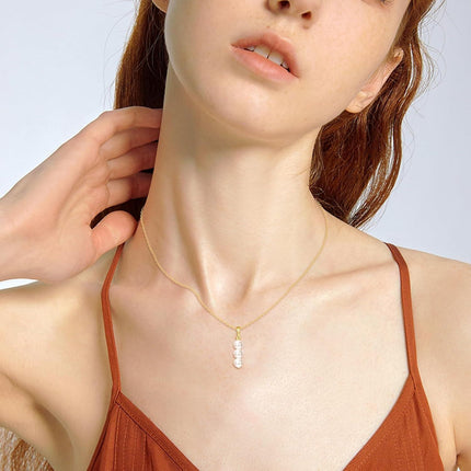 14K Gold Freshwater Pearl Drop Pendant Necklace for Women