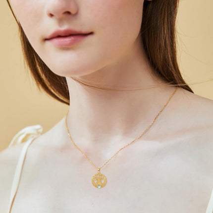 14K Gold Moonstone Tree of Life Pendant Necklace for Women - Family Wisdom s