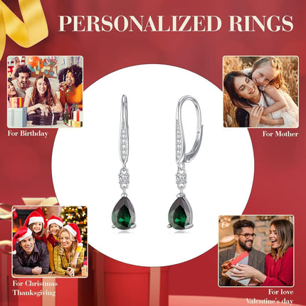 925 Sterling Silver Austrian Crystal Pear Shaped Teardrop Dangle Earrings 0.98 Gift