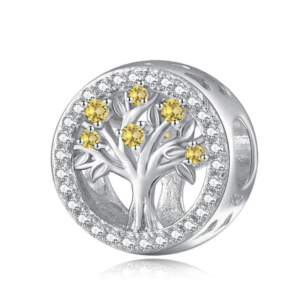 925 Sterling Silver Tree of Life Birthstone Charms for Bracelets