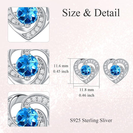 925 Sterling Silver Birthstone Heart Stud Earrings Jewelry Gifts for Women