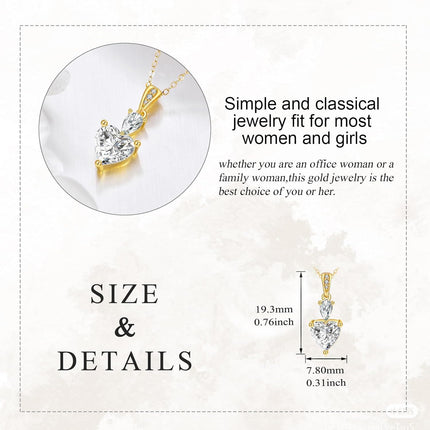 14K Gold Teardrop & Heart Shape Cubic Zirconia Pendant Necklace Elegant s for Her