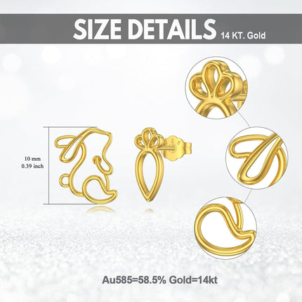 14K Gold Cutout Bunny Stud Earrings Adorable Rabbit s for Girls and Women