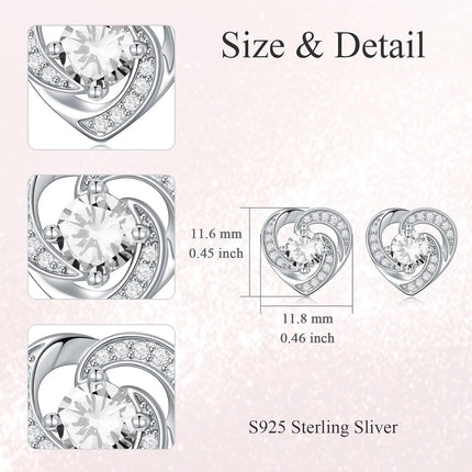 925 Sterling Silver Birthstone Heart Stud Earrings Jewelry Gifts for Women