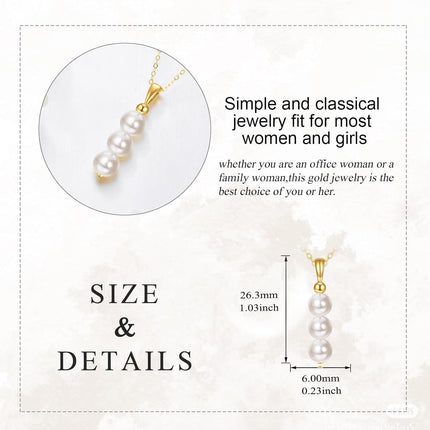 14K Gold Freshwater Pearl Drop Pendant Necklace for Women