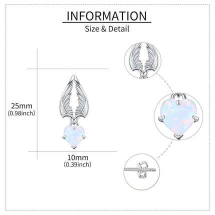 925 Sterling Silver Heart Angel & Devil Wing Stud Earrings with Red Crystal and Black Stones for Women Gift Set
