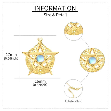 14K Gold Star Moonstone Pendant Necklace for Women - Holiday s