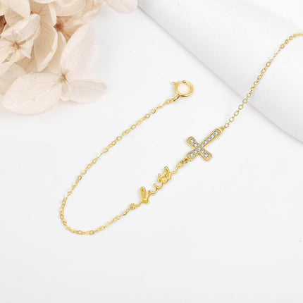14K Gold Cross Faith Chain Bracelet - Elegant  for Her