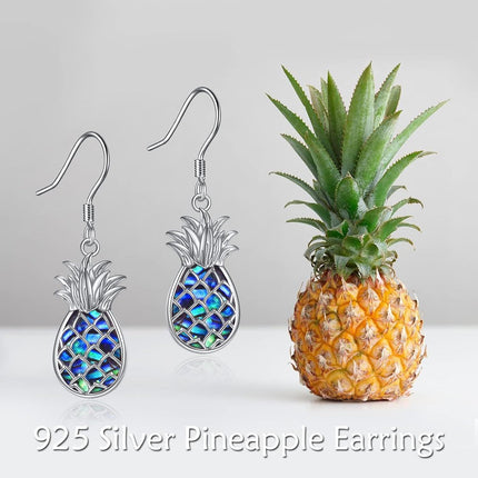 925 Sterling Silver Abalone Shell Pineapple Drop Earrings Yoga Jewelry