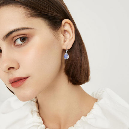 925 Sterling Silver Blue Opalite Drop Earring Leverbacks for Women