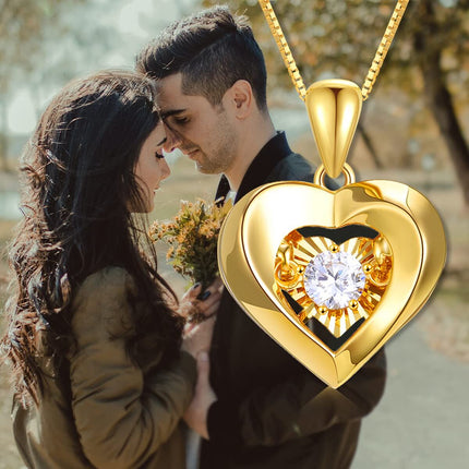 18k Gold Heart Pendant Necklace with 18kt Gold Chain Fine Jewelry for Wife Mother's Day Gift 18 Inches